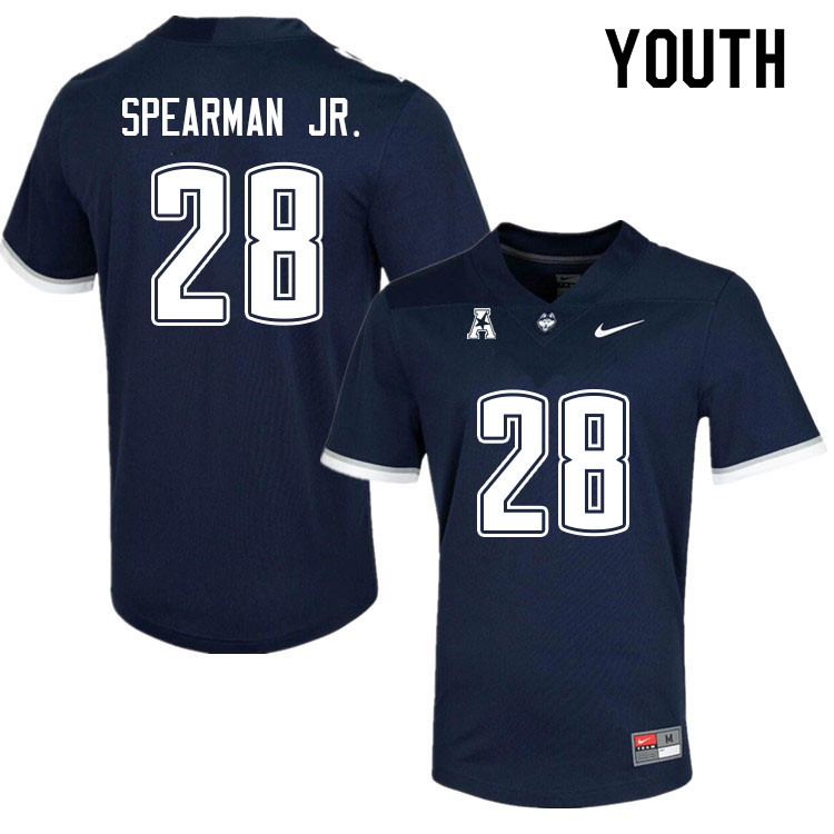 Youth #28 Derek Spearman Jr. Uconn Huskies College Football Jerseys Sale-Navy